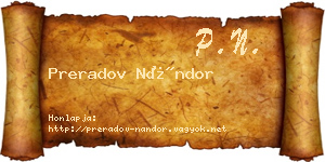 Preradov Nándor névjegykártya